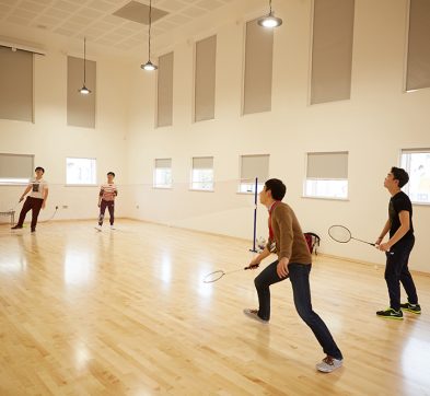 Students playing badminton