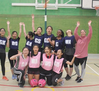 Smiling netball students