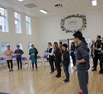 Abbey College Cambridge student workshop in the main hall