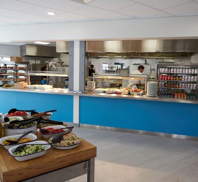Abbey College Cambridge dining room and salad bar