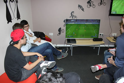 A level students playing FIFA