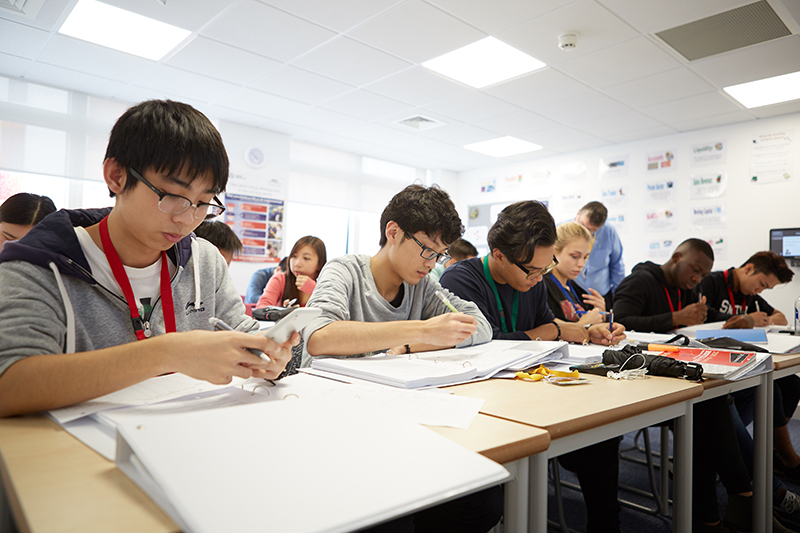 students working in the classroom