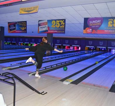 students bowling