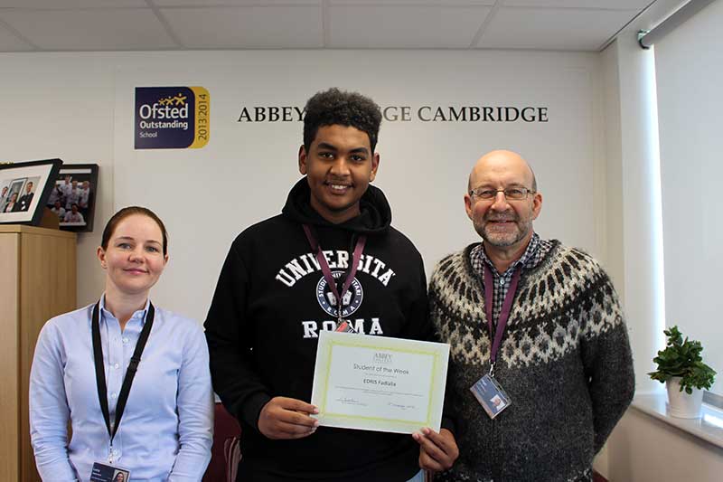 Abbey College Cambridge Student of the Week Edris