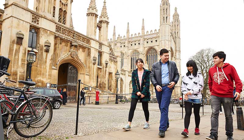 Students walking along