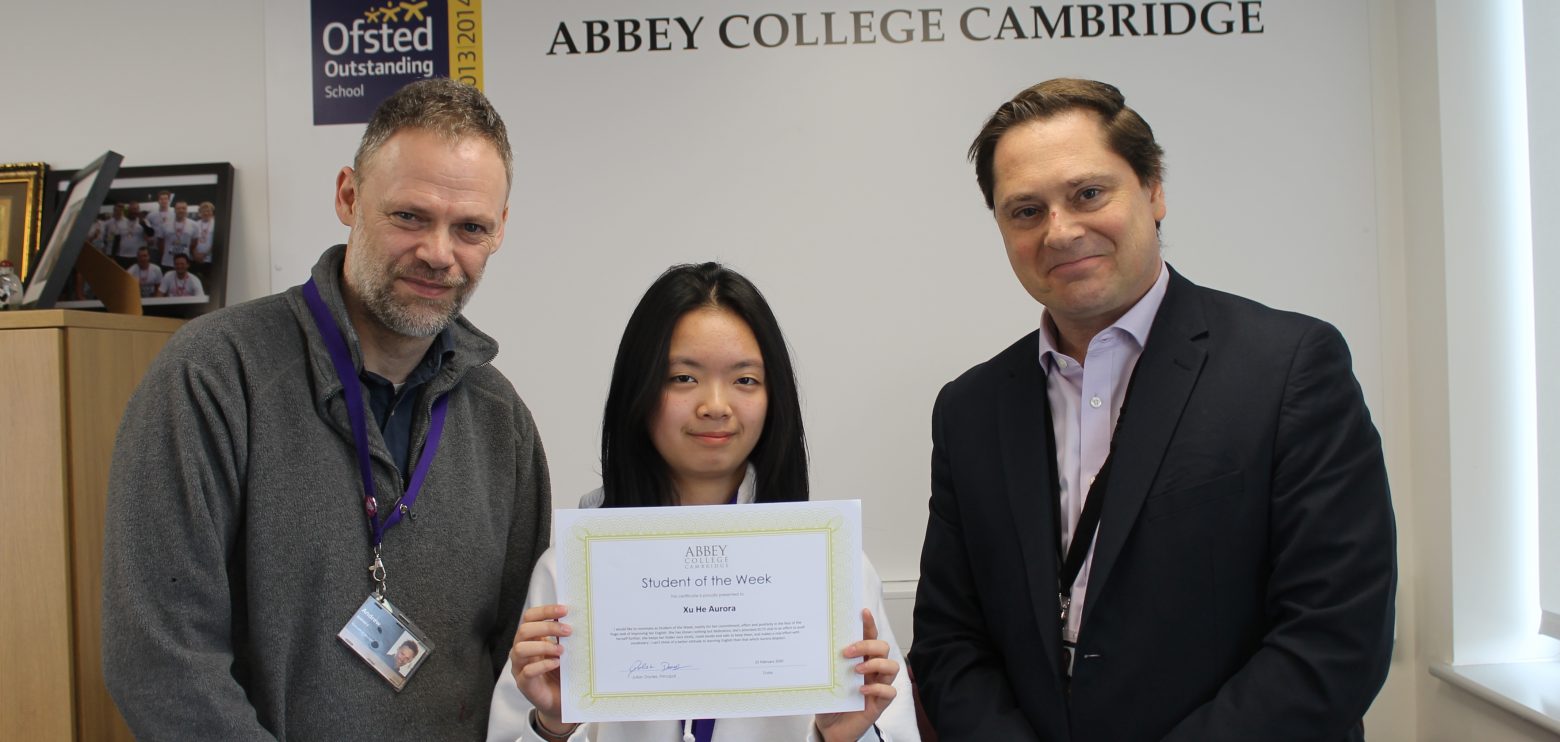 Abbey College Cambridge student of the week Aurora, 17th February 2020