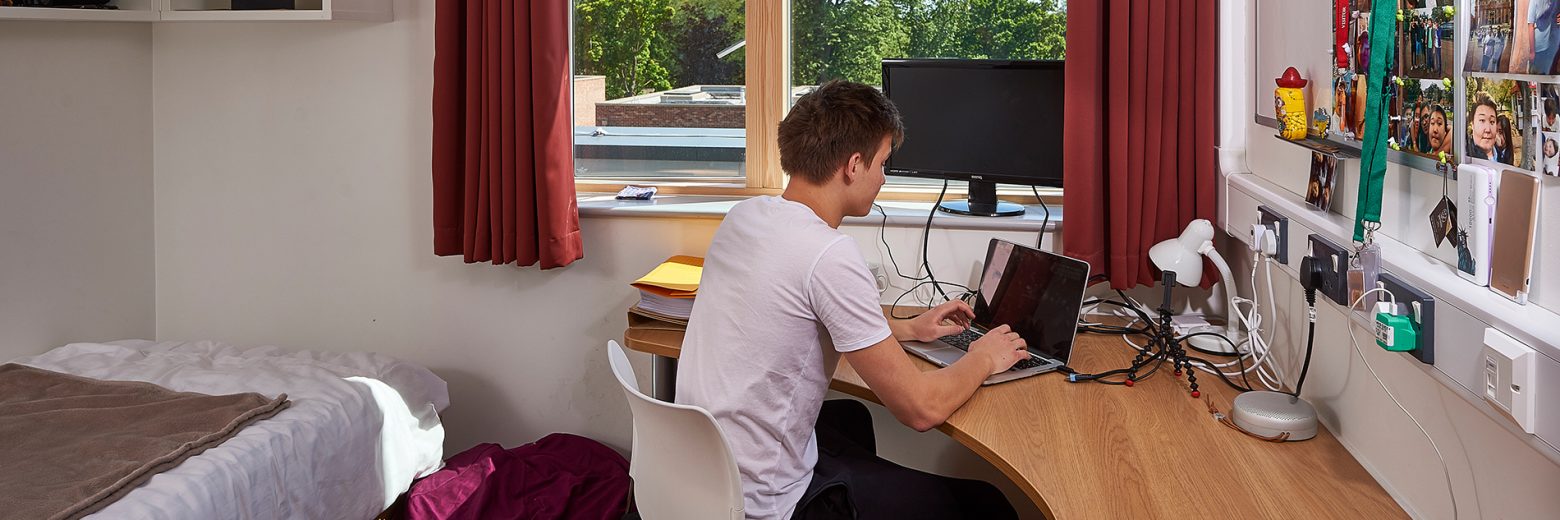 Student in Abbey College Cambridge Boarding House Bedroom