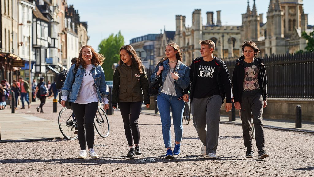 Abbey College Cambridge Students Walking In Cambridge City Centre