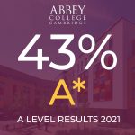 Abbey College Cambridge achieved 43% A*-A A Level results in 2021