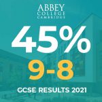 Abbey College Cambridge students achieved 45% GCSEs at grades 9-8 in 2021