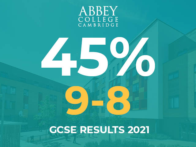 Abbey College Cambridge students achieved 45% GCSEs at grades 9-8 in 2021