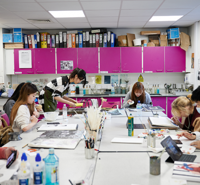 Abbey College Cambridge Students Working In Art Studio