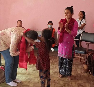 Visiting with students at Bal Manorama Lower Secondary School in Ashrang Village, Nepal