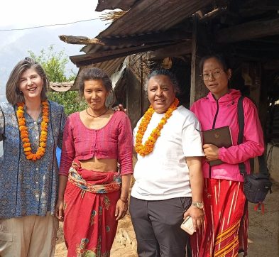 Charlotte Bannister-Parker visiting teachers at Bal Manorama Lower Secondary School in Ashrang Village, Nepal.
